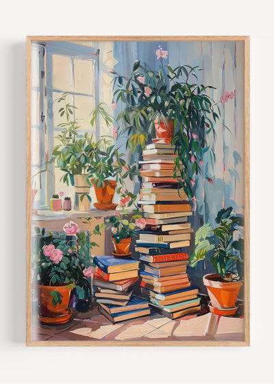 Books and Plants I105-25 Art Print Peardrop Prints