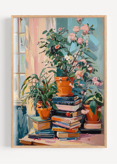 Books and Plants I105-28 Art Print Peardrop Prints