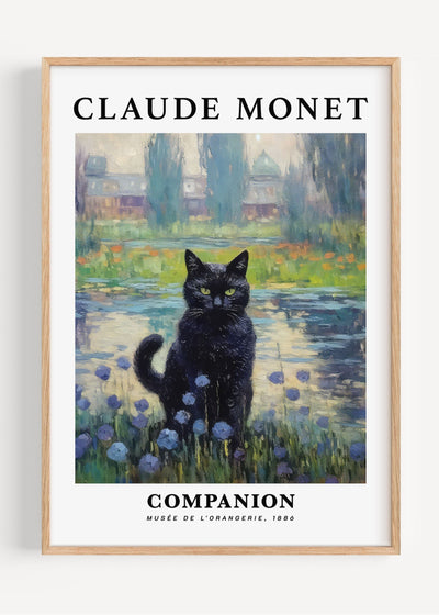 Claude Monet Black Cat Wall Art Print I59-9 Art Print Peardrop Prints