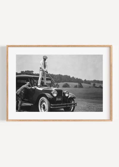 Golf on Vintage Car Art Print Peardrop Prints