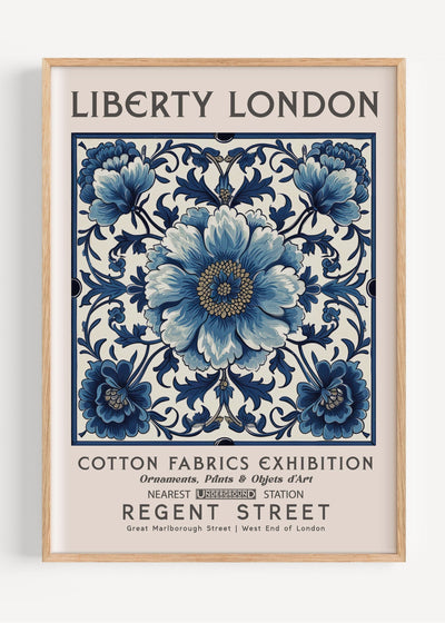 Liberty London Indigo Garden Tile I81-11 Art Print Peardrop Prints