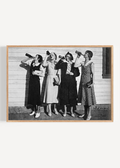 Vintage Women Drinking Beer Art Print Peardrop Prints