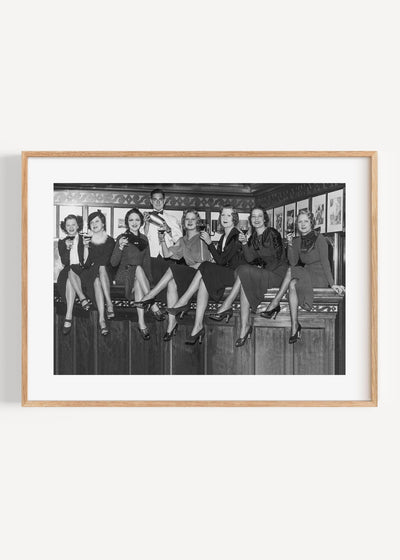 Women Sat on Bar Art Print Peardrop Prints